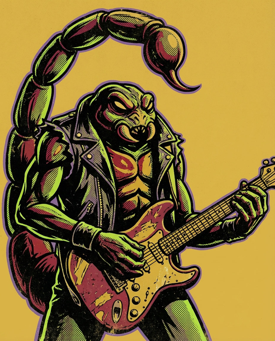 Desert Rocker: Scorpion Guitarist Art Print