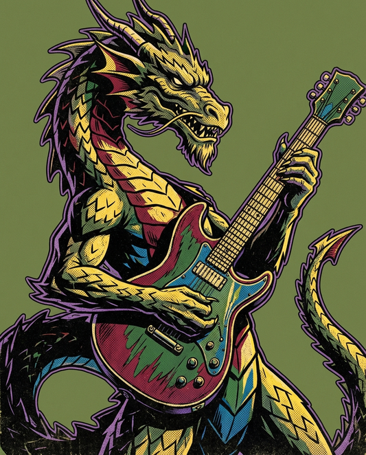 Fuzz Dragon: 60s Comic Guitar Art Print