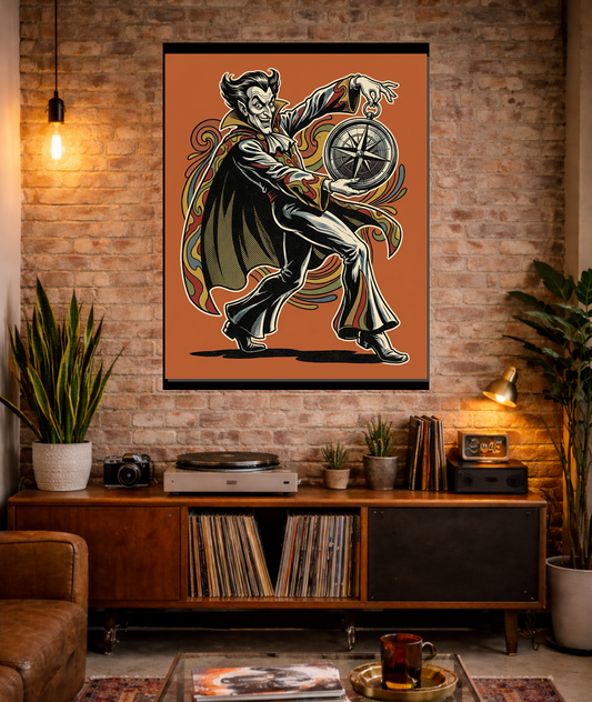 The Rogue's Compass: Vintage Comic Villain Art Print